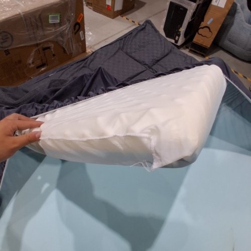 FOAM MATTRESS TOPPER WITH SOFT COVER - QUEEN - GREY/BLUE/WHITE image 5