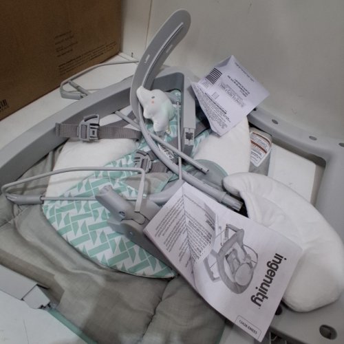 INGENUITY 3-IN-1 KEEP COZY GROW WITH ME VIBRATING BABY BOUNCER, ROCKER & CHAIR - 40LBS CAPACITY - WEAVER THEME GREY/WHITE/GREEN (MODEL: ‎12428) image 4
