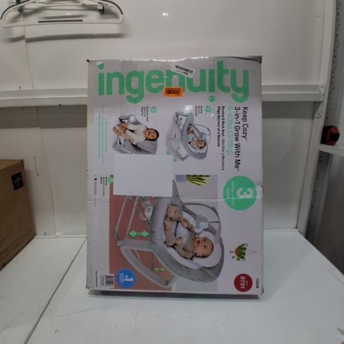 INGENUITY 3-IN-1 KEEP COZY GROW WITH ME VIBRATING BABY BOUNCER, ROCKER & CHAIR - 40LBS CAPACITY - WEAVER THEME GREY/WHITE/GREEN (MODEL: ‎12428) image 5