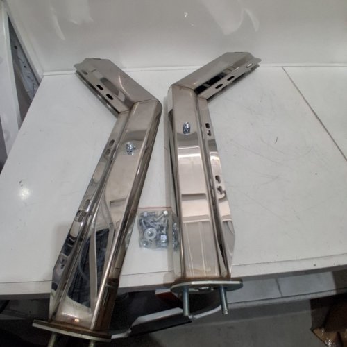 2PK MIAOKUI ANGLED MUD FLAP HANGER MOUNTS - UNIVERSAL - 2 1/2" BOLD SPACING - FOR SEMI TRUCKS - SILVER image 2