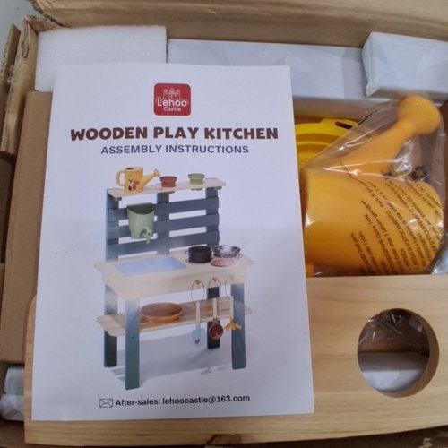 LEHOO CASTLE WOODEN PLAY MUD KITCHEN, SENSORY TOY FOR CHILDREN 3YR+ , PRETEND PLAY KITCHEN WITH FAUCETED SINK - (MODEL: MK-001-1) image 3