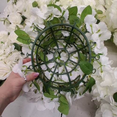 6PK ARTIFICIAL WHITE ROSE AND HYDRANGEA FLOWER BALL ARRANGEMENT image 3