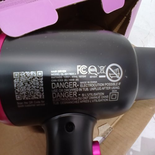 WAVYTALK BLOWN AWAY IONIC HAIR DRYER WITH DIFFUSER & CONCENTRATOR ATTACHMENTS - BLACK/PINK (MODEL: QL-5917BDC) image 3