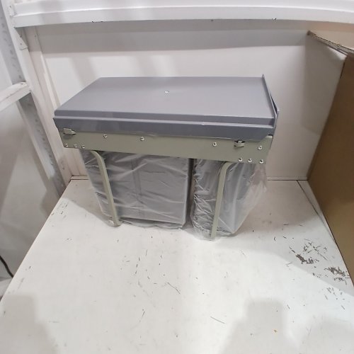 GOOFCXO DUAL SLIDE OUT GARBAGE CAN WITH LID - 30L - GREY - (MODEL- CAW3-12-0203) image 2