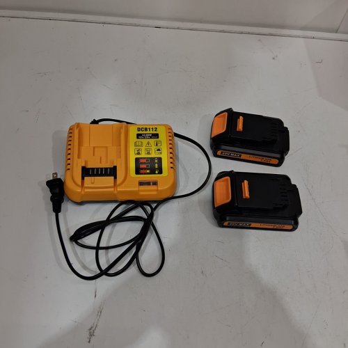 3PK POWER TOOL BATTERY CHARGER WITH 2 BATTERIES - 20V, 3.0AH - ORANGE / BLACK (MODEL: DCB112) image 3