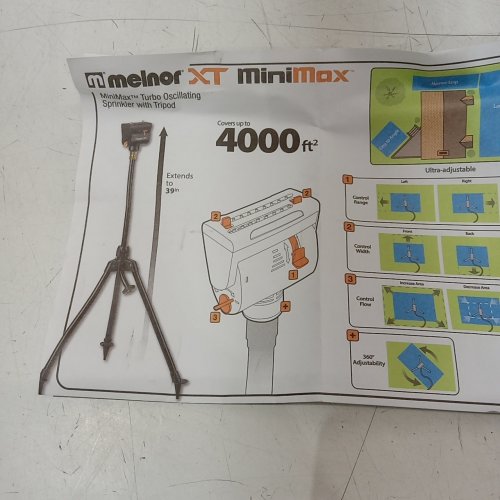 MELNOR MINIMAX TURBO OSCILLATING SPRINKLER WITH TRIPOD - 39" - 4000 SQ. FT - BLACK (MODEL: 65178AMZ) image 2