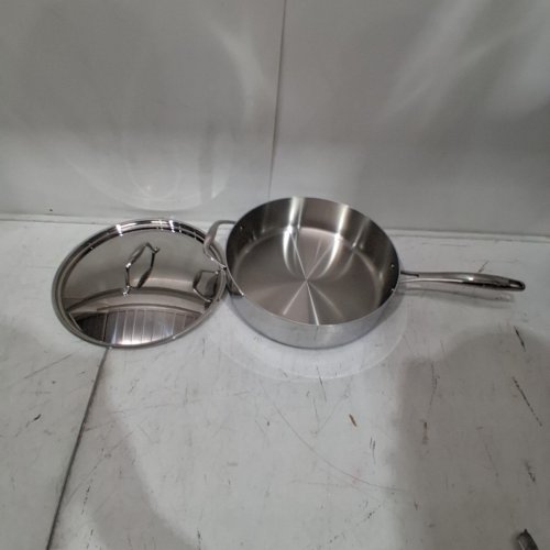 2PC TRAMONTINA SIGNATURE TRI-PLY CLAD STAINLESS STEEL SAUTE PAN AND LID - 6-QUART / 12" - STAINLESS STEEL image 2