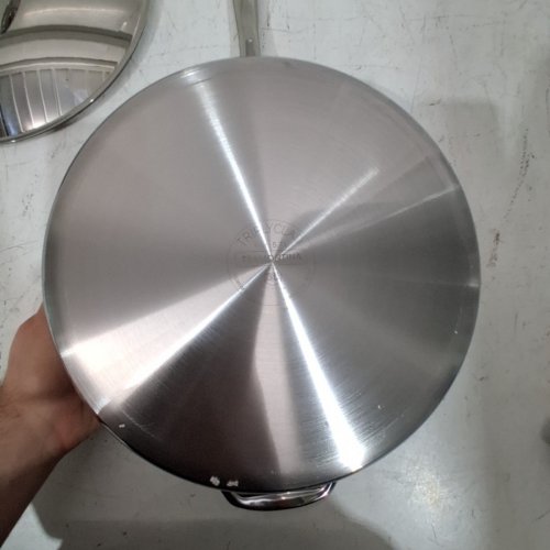 2PC TRAMONTINA SIGNATURE TRI-PLY CLAD STAINLESS STEEL SAUTE PAN AND LID - 6-QUART / 12" - STAINLESS STEEL image 3