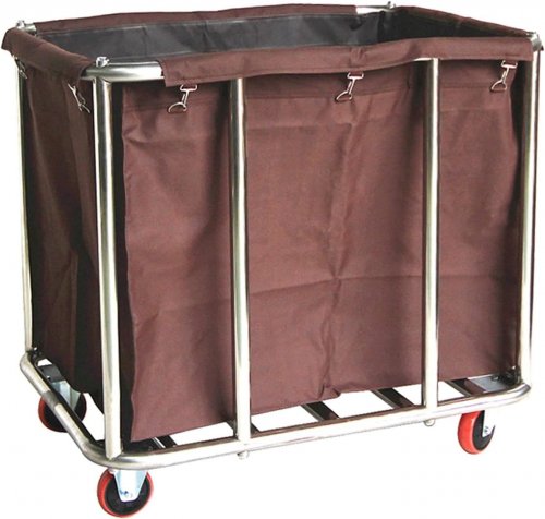 BTZHY ROLLING LAUNDRY HAMPER TROLLEY UTILITY CART WITH REMOVABLE BAG - 35.4" X 25.6" X 33.5" - SILVER/BLACK image 2