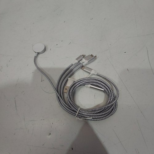 3" 1 TRAVEL MULTI-DEVICE CHARGING CABLE - 4FT - SILVER / WHITE image 2