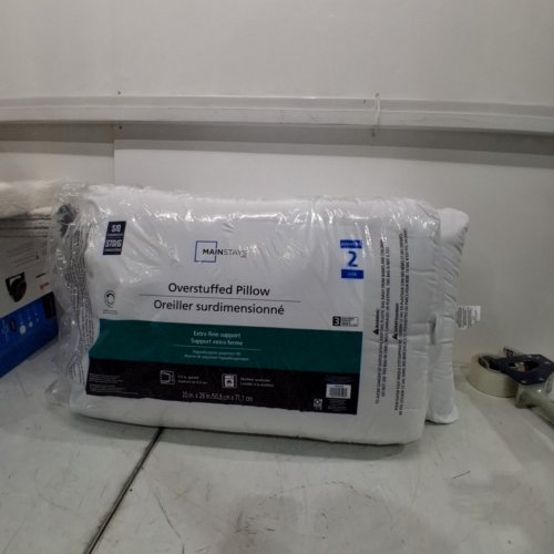 2PK MAINSTAYS MEDIUM SUPPORT OVERSTUFFED PILLOWS - 20" X 28" - WHITE image 2