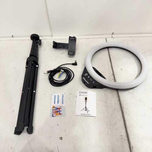 UBEESIZE LED RING LIGHT WITH TRIPOD STAND PHONE HOLDER - UP TO 62"H - 12" - COMPATIBLE WITH ALL CELL PHONES & LIGHTWEIGHT CAMERAS - BLACK (MODEL: TBC001) image 3