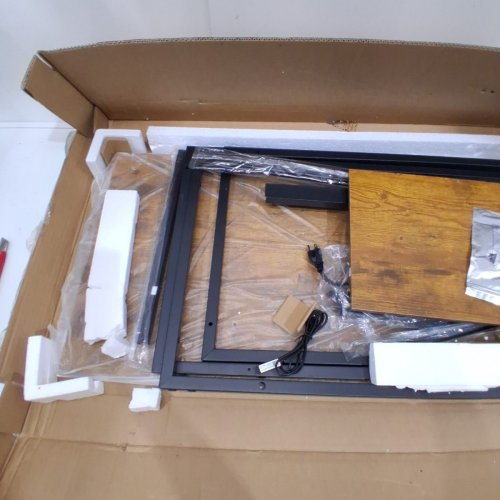 MEXIN COMPUTER DESK WITH FABRIC DRAWER AND POWER OUTLETS - 19.1" X 39.4" X 29.9" - BROWN/BLACK image 4
