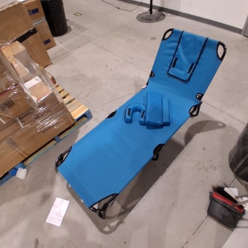 COSTWAY FOLDING FACE DOWN TANNING CHAIR WITH REMOVABLE PILLOWS - 76.5" X 33.5" X 25" - BLUE (NP13350BL) image 3