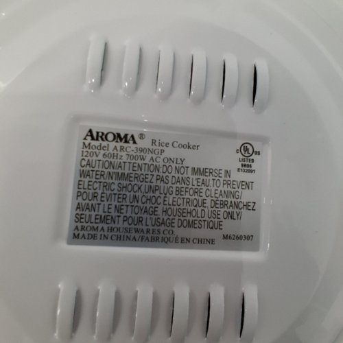AROMA ONE-TOUCH AUTOMATIC RICE COOKER WITH STEAM TRAY - 20-CUP (COOKED) - WHITE (MODEL: ARC-390NGP) image 3