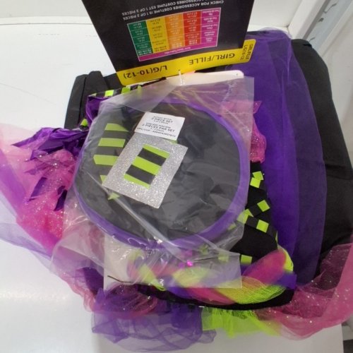 2PC GIRL'S PARTYHOLIC WITCHY WITCH COSTUME SET - LARGE (10-12) - BLACK / PURPLE / GREEN image 2