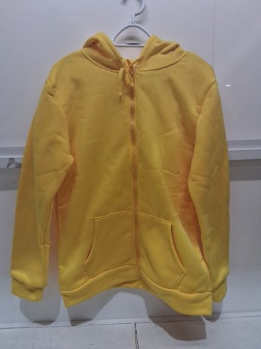 MENS ZIP UP SWEATER WITH HOOD - MEDIUM - NEON YELLOW image 2