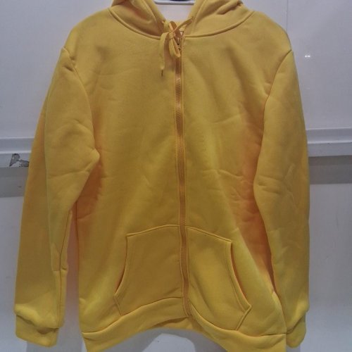 MENS ZIP UP SWEATER WITH HOOD - MEDIUM - NEON YELLOW image 4