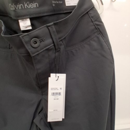 WOMENS CALVIN KLEIN INFINITE FLEX WAIST SLIM FIT PANTS -34W X 32L - CHARCOAL image 3