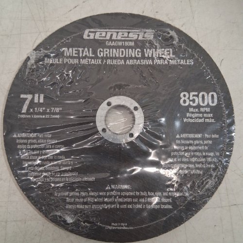 GENESIS METAL GRINDING WHEEL - 7" - 8500 RPM - BLACK (MODEL: GAAGW180M) image 2