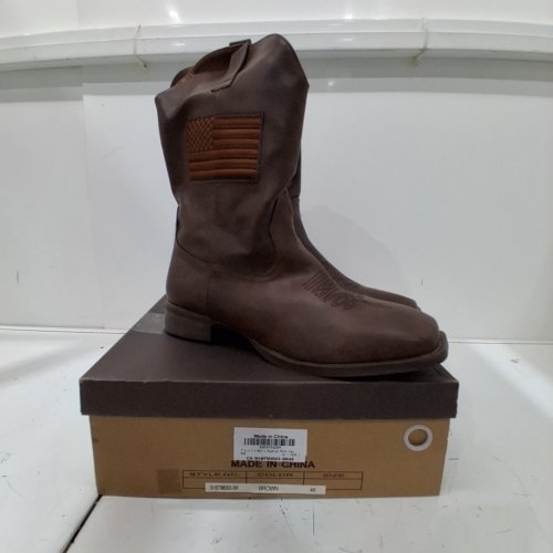 MENS J'SOLE SQUARE TOE WESTERN COWBOY BOOT - 46 - BROWN (STYLE: SHBTM003-BR) image 2