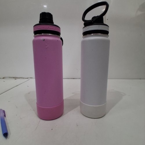 2PK THERMOFLASK DOUBLE WALL VACUUM INSULATED LEAK PROOF STAINLESS STEEL WATER BOTTLE - 24OZ (710ML) - STRAWBERRY/ARCTIC WHITE image 2