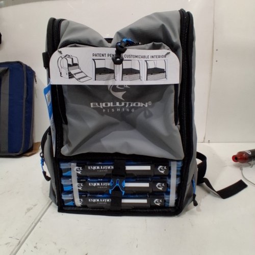 BPS EVOLUTION FISHING LARGEMOUTH 3.0 TACKLE BACKPACK WITH 3 BOXES - 17" X 14" X 9" - GREY/BLUE (MODEL: 34043-EV) image 3