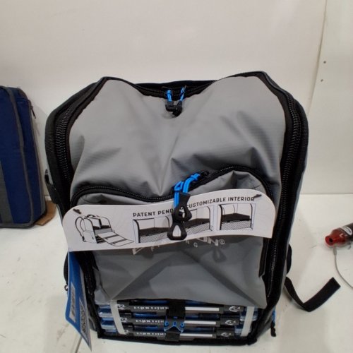 BPS EVOLUTION FISHING LARGEMOUTH 3.0 TACKLE BACKPACK WITH 3 BOXES - 17" X 14" X 9" - GREY/BLUE (MODEL: 34043-EV) image 4