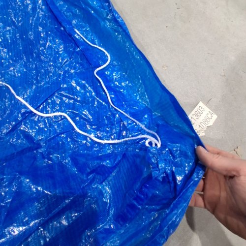 TARP COVER WITH TIE-DOWN STRINGS - 88" X 60" X 4.5" - BLUE image 3
