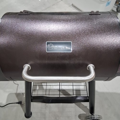 KINGCHII ELECTRICA WOOD PELLET BBQ GRILL SMOKER WITH PID TEMPERATURE CONTROL AND SIDE SHELF - 456 SQ.IN - BLACK image 8