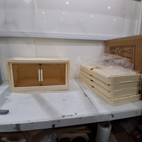 5- TIER STACKABLE & COLLAPSIBLE STORAGE CABINET - CREAM / AMBER image 2