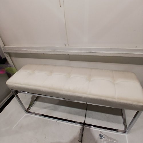 PLATA IMPORT UPHOLSTERED BENCH - 40" - WHITE AND SILVER image 3