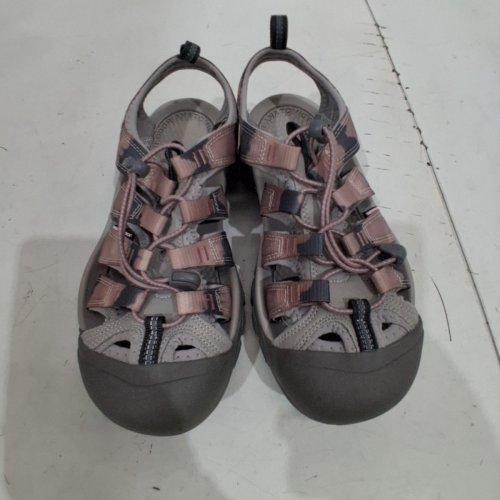 WOMEN'S KEEN CLOSED-TOE OUTDOOR HIKING SANDALS WITH ADJUSTABLE BUNGEE LACING AND RUBBER TOE PROTECTION - SIZE 6.5 - GREY AND MAUVE image 3
