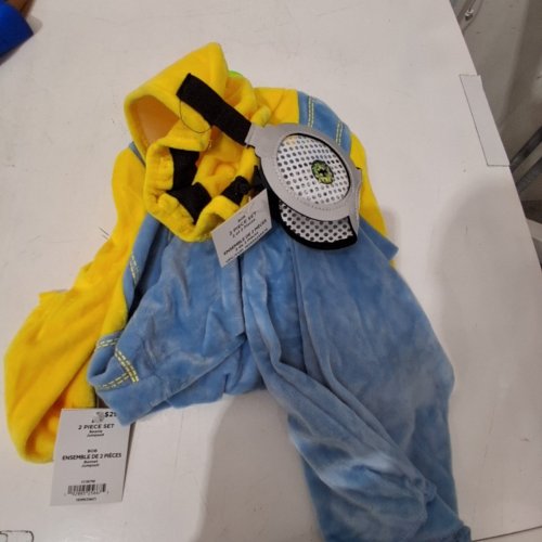 3PC YOUTH DISGUISE BOB MINIONS COSTUME - MEDIUM (7-8) - YELLOW/BLUE image 2