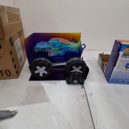 HOT WHEELS MEGA-WREX ALIVE RC MONSTER TRUCK - 1:15 SCALE - BLUE AND GREEN (MODEL: JBD90) image 4