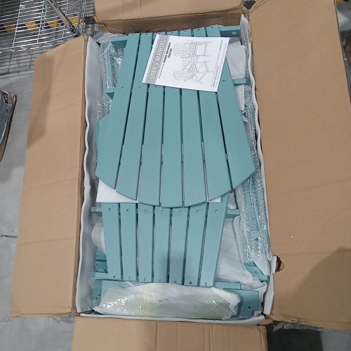 DOUBLE CONNECTING TALL ADIRONDACK CHAIRS WITH TABLE - 50" X 22.6" - ARUBA BLUE (MODEL: JJ00320-WH) image 3