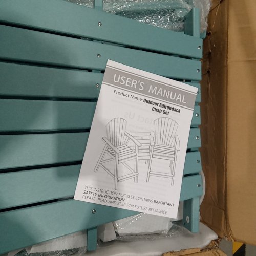 DOUBLE CONNECTING TALL ADIRONDACK CHAIRS WITH TABLE - 50" X 22.6" - ARUBA BLUE (MODEL: JJ00320-WH) image 4