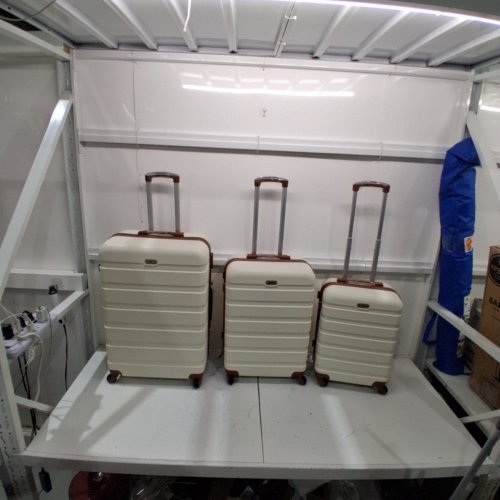 3PC SUITOUR HARDSHELL LIGHTWEIGHT SUITCASE LUGGAGE SET WITH SPINNER WHEELS AND TSA LOCK - 20" 24" & 28" - WHITE / BROWN image 3
