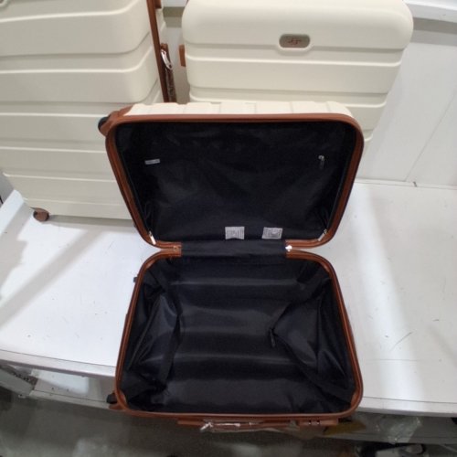 3PC SUITOUR HARDSHELL LIGHTWEIGHT SUITCASE LUGGAGE SET WITH SPINNER WHEELS AND TSA LOCK - 20" 24" & 28" - WHITE / BROWN image 4