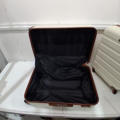 3PC SUITOUR HARDSHELL LIGHTWEIGHT SUITCASE LUGGAGE SET WITH SPINNER WHEELS AND TSA LOCK - 20" 24" & 28" - WHITE / BROWN image 6