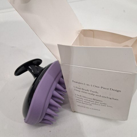 HAIR SCALP CARE MASSAGE BRUSH W/ SOFT, SILICONE BRISTLES - WET OR DRY USE - BLACK image 2