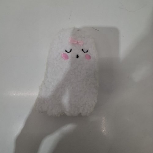 WOODEN GHOST DECORATION BLOCK - 6" - WHITE / PINK image 2