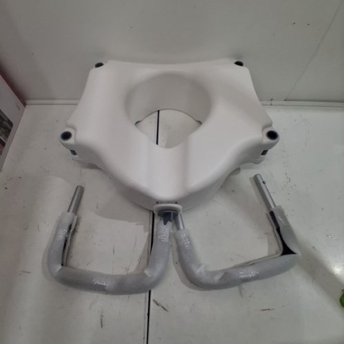 RAISED TOILET SEAT WITH ALUMINUM HANDRAILS - 5" RAISED - OFF-WHITE (MODEL: SC7060B) image 2