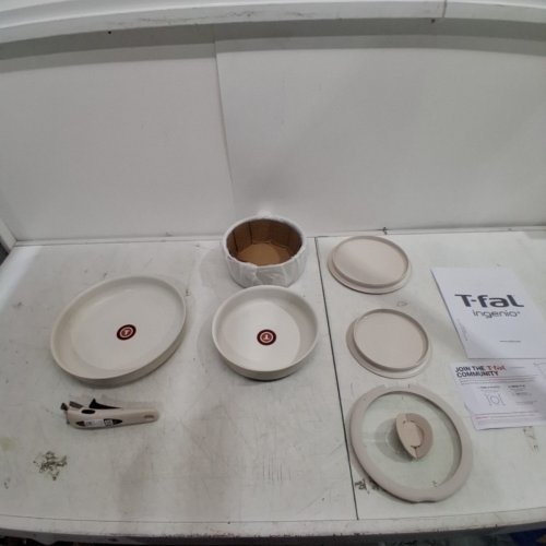 7PC T-FAL INGENIO ESSENTIALS POTS AND PANS NON-STICK COOKWARE SET WITH REMOVABLE HANDLE AND LIDS - ASSORTED SIZES - BEIGE GRANITE image 2