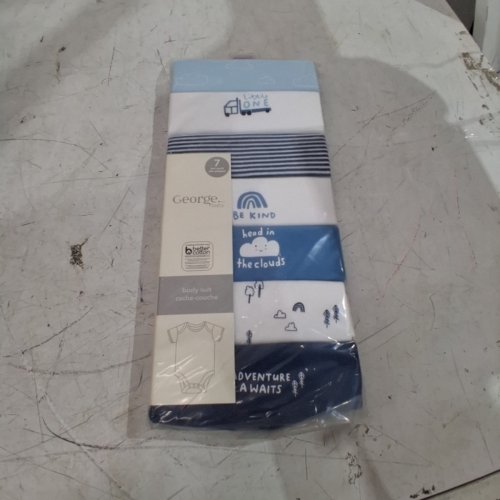 7PK GEORGE BABY BODYSUITS - NEWBORN 0M - BLUE, NAVY AND WHITE (MODEL: GBS27036IB) image 2