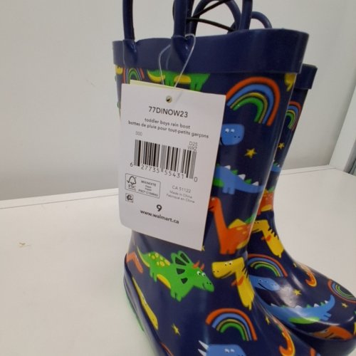 BOY'S GEORGE TODDLER DINOSAUR RAIN BOOTS - 9 - NAVY MULTICOLOR (STYLE: 77DINOW23) image 2
