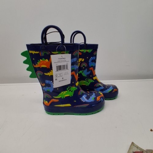 BOY'S GEORGE TODDLER DINOSAUR RAIN BOOTS - 9 - NAVY MULTICOLOR (STYLE: 77DINOW23) image 3