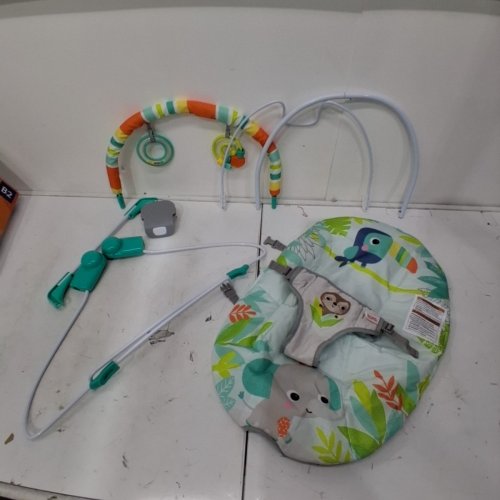 BRIGHT STARTS RAINFOREST VIBES PORTABLE 3-POINT HARNESS BOUNCER WITH VIBRATION AND TOY-BAR - RAINFOREST VIBES (MODEL: 12227) image 2