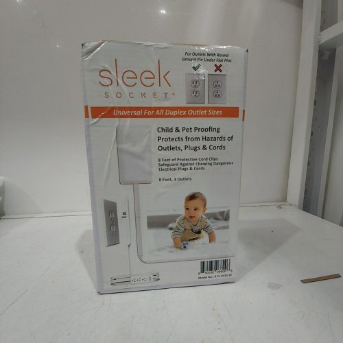 SLEEK SOCKET ULTRA THIN OUTLET COVER 8FT, 3 OUTLET EXTENSION CORD - WHITE image 3
