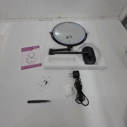 AUXMIR DOUBLE SIDED WALL MOUNTED LED MAKEUP MIRROR WITH LED LIGHTS - 1X AND 30X MAGNIFYING - 8" - BLACK (MODEL: X-8CB) image 3